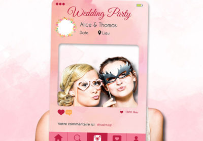 cadre photobooth mariage personnalisable rose