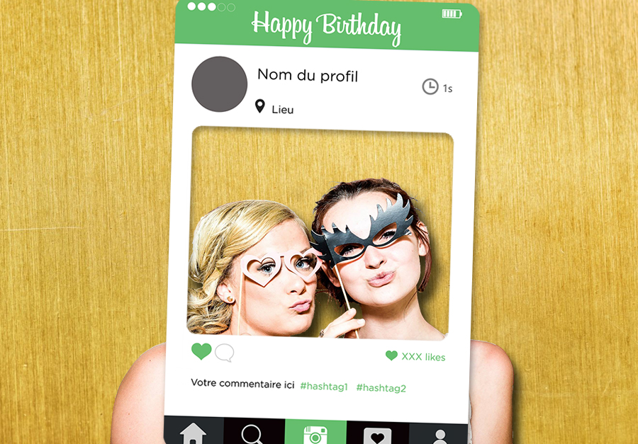 Cadre polaroid Instagram vert personnalisable