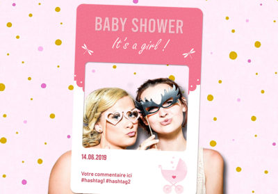 Cadre photobooth personnalisable baby shower fille