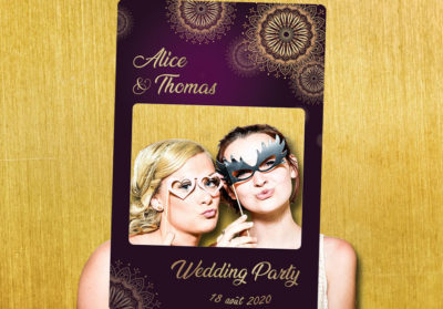 Cadre photobooth animation decoration mariage violet or