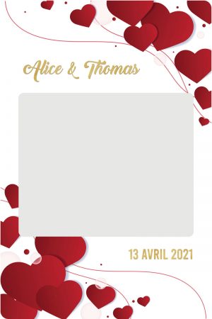 cadre photobooth personnalisable animation mariage coeur rouge