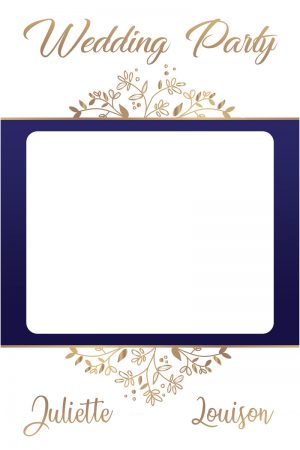 cadre-photobooth-mariage-decoration-bleu-ornement-or
