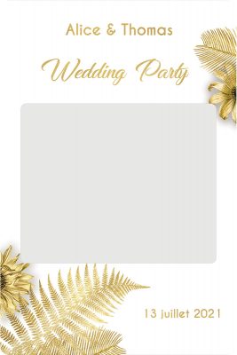 Cadre-photobooth-personnalise-theme-tropical-blanc-or
